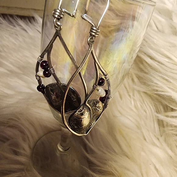 Vintage Sterling leaves earrings‎ - Picture 2 of 10